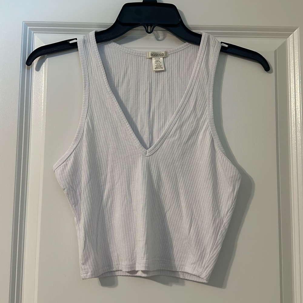 white cropped tank